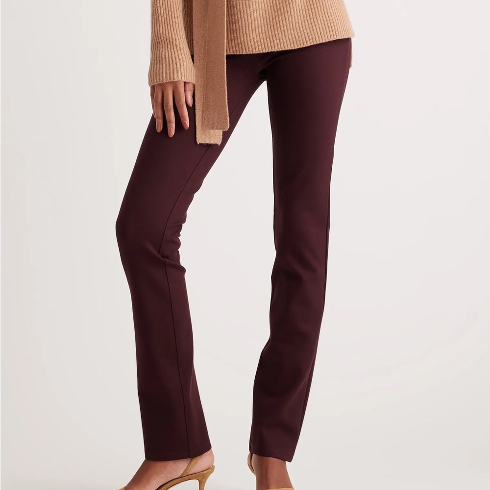 Quince Burgundy Ultra Stretch Ponte Straight Leg Pants